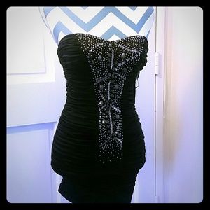 Scrunchy Beaded black dress