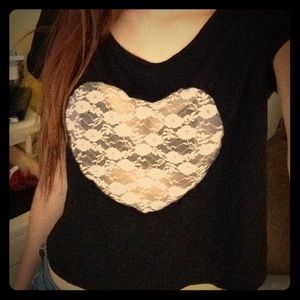 Black with a transparent flowery heart in the mid