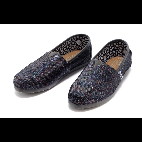 Black Multicolor Glitter Toms