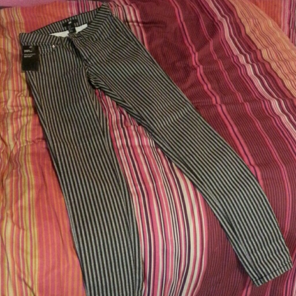 Black and Grey Striped Jeans