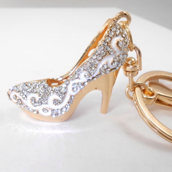 Crystal Bling Silver Stiletto Purse Charm/Keychain - Picture 3 of 4