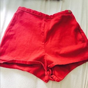 American apparel red high wasted shorts
