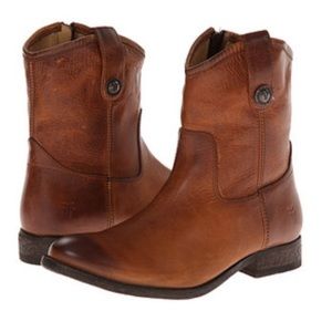 Frye Melissa Button Cognac Brown Short Boot