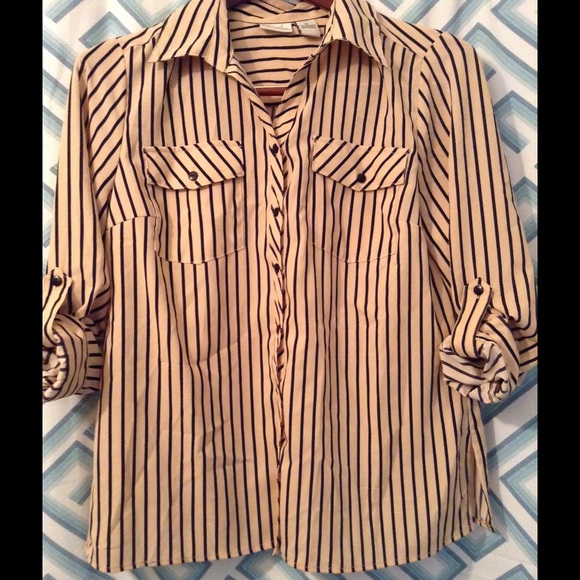 Tops - Tan and Striped Rsvp Maria8134