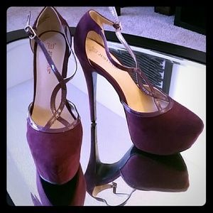 Burgundy platform heels