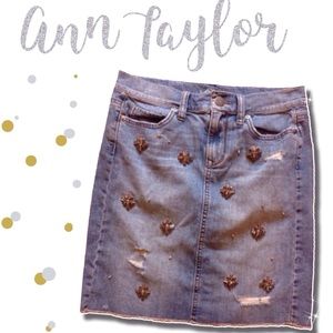 🆕Ann Taylor Loft Jeweled Denim Skirt