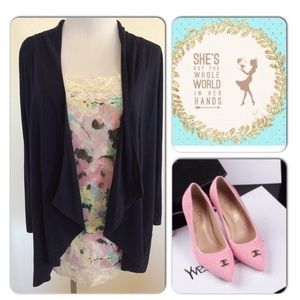 Open Front Navy Cardi