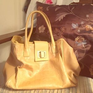 Charles Jourdan leather croc embossed satchel