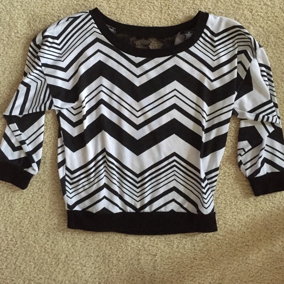 Black and white open lace back top