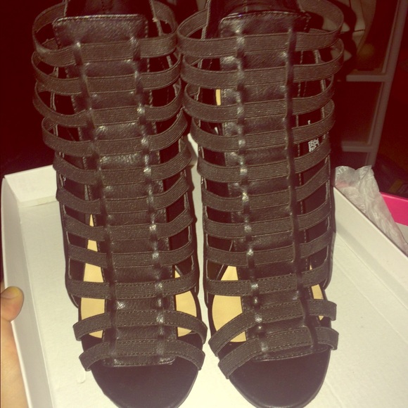 Black strappy heels