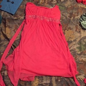 Pink dress with sequence mid section. Never worn