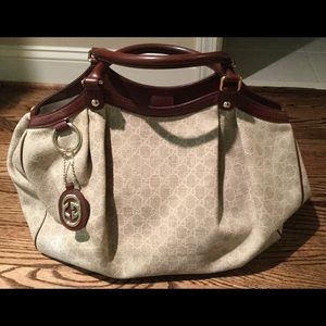 Gucci Beige/Brown GG Canvas Large Sukey Tote