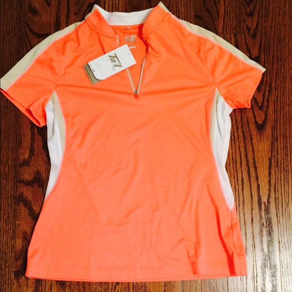 TAIL Pink zip-front pullover ss Shirt M NWT