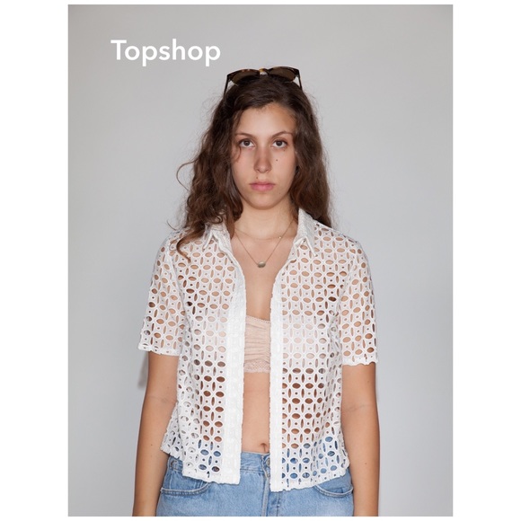 White Eyelet Short SleeveTopshop shirt NWOT