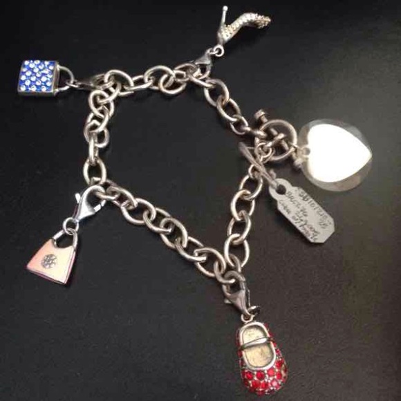 Solid sterling silver Tiffany link charm bracelet