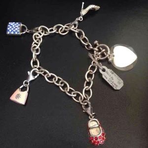 Solid sterling silver Tiffany link charm bracelet