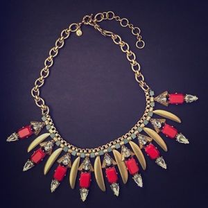J CREW necklace. Red, gold, and crystals