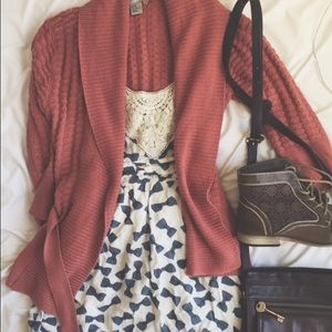 Blue & white bow print lace forever 21 dress