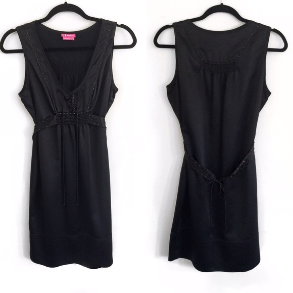BCBGIRLS Silk Black Sleeveless Shift Dress Size 4