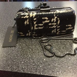 Rachel Zoe small clutch with strap. Black/white.