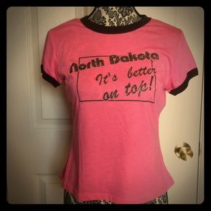 Pink "North Dakota It's Better On Top" t-shirt