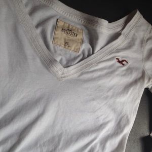 White long sleeve Hollister deep v-neck