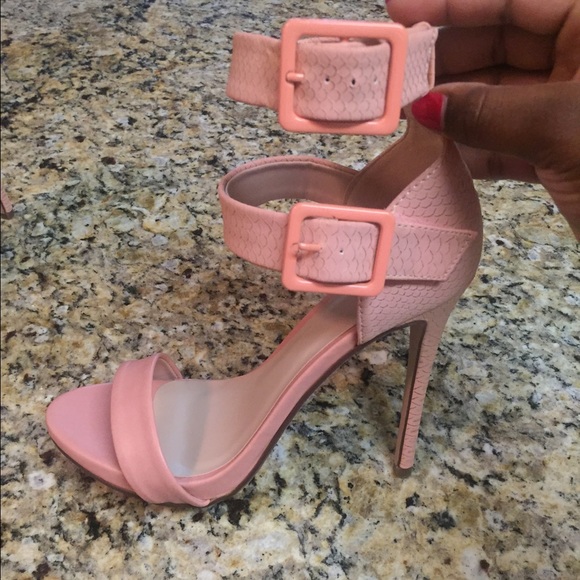 Pastel Pink double strap sandal heels
