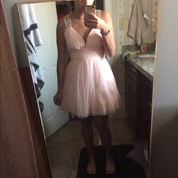 Size 7/8 B Darlin Blush Jeweled Backless HocoDress