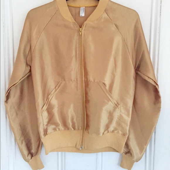 Gold satin bomber from American Apparel