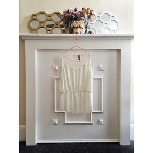 Chiffon peplum with lace yoke and keyhole back