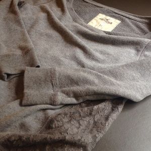 Hollister gray half-sleeve sweater w/ lace panels