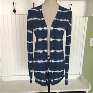 Ann Taylor Loft- Tye die blue & white cardigan