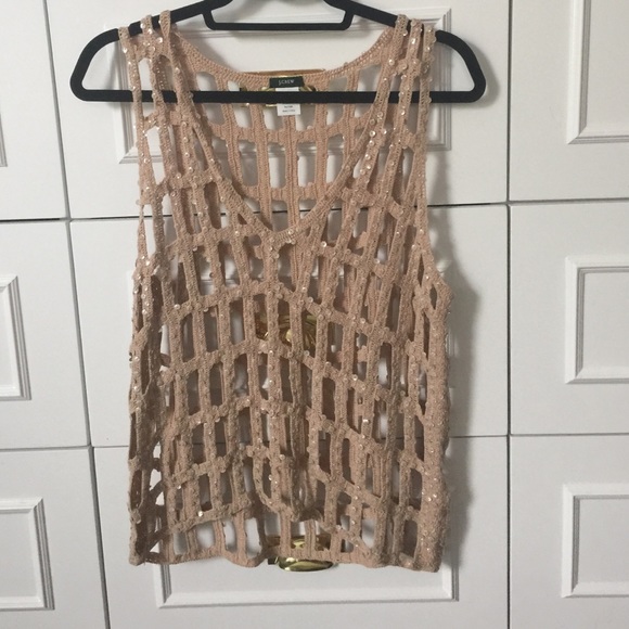 J. Crew Collection nude sequined vest