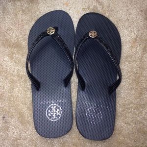 Black Tory Burch flip-flops