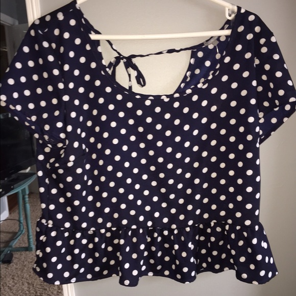 Blue and whit polka dotted shirt
