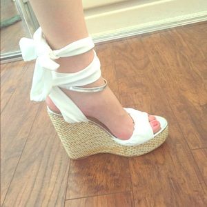 white Strappy wedges