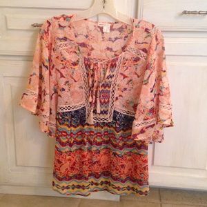 Anthropologie boho flowy top by Meadow Rue sz s