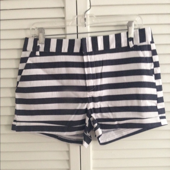 Navy and white striped shorts