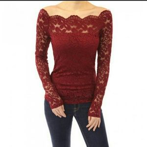 Red Lace Top NWOT