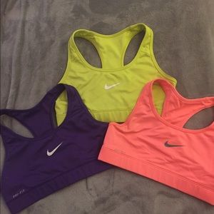 3 count Nike Dri Fit Sport Bras