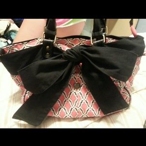 Huge Bow Coral/Black Deux Lux Purse