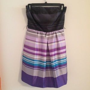 Purple Stripe Strapless Dress