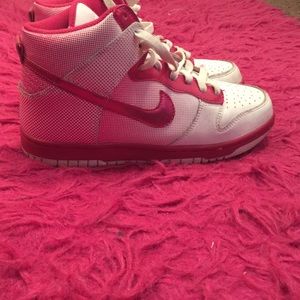 Pink and White Nike high top