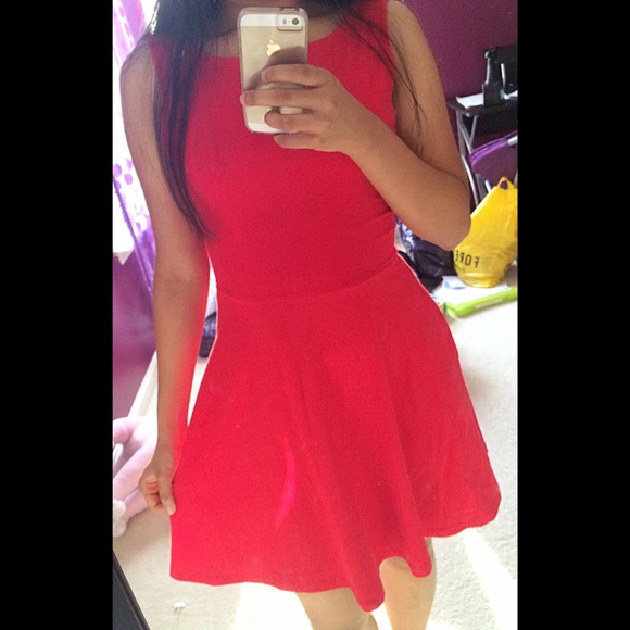 Forever 21 Dresses & Skirts - Backless Red Skater Dress