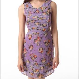 NWOT LUCCA PLEATED PURPLE FLORAL DRESS