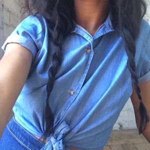 Denim Tie-Up Blouse