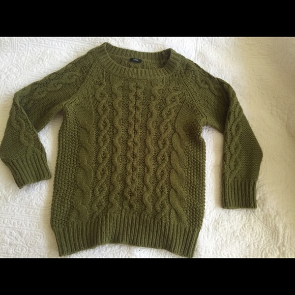 J Crew Cable Knit sweater in forest green