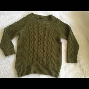 J Crew Cable Knit sweater in forest green