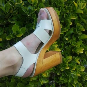 White Leather Wooden Platforms