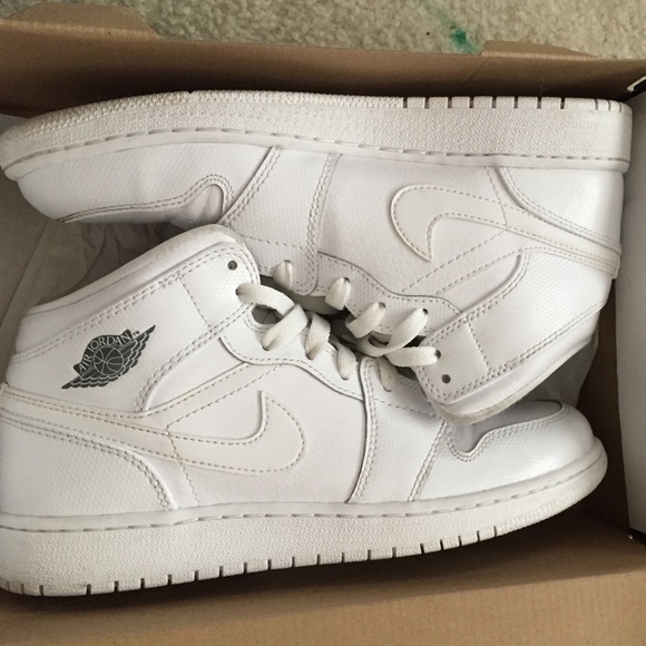 All white air Jordan 1s